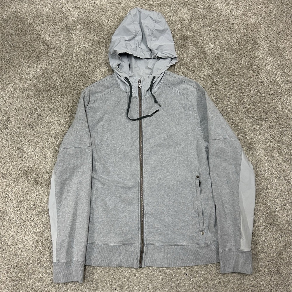 Lululemon Studio Hoodie Mens Large Heathered Slate Gray Full Zip Drawstring